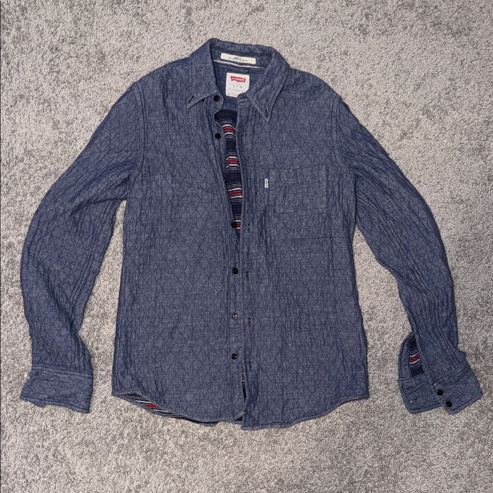 Levi's Men's Casual Blue Patterned Shirt
